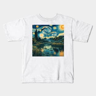 Everglades, Florida, USA, in the style of Vincent van Gogh's Starry Night Kids T-Shirt